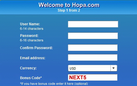 Hopa.com - how to use bonus code